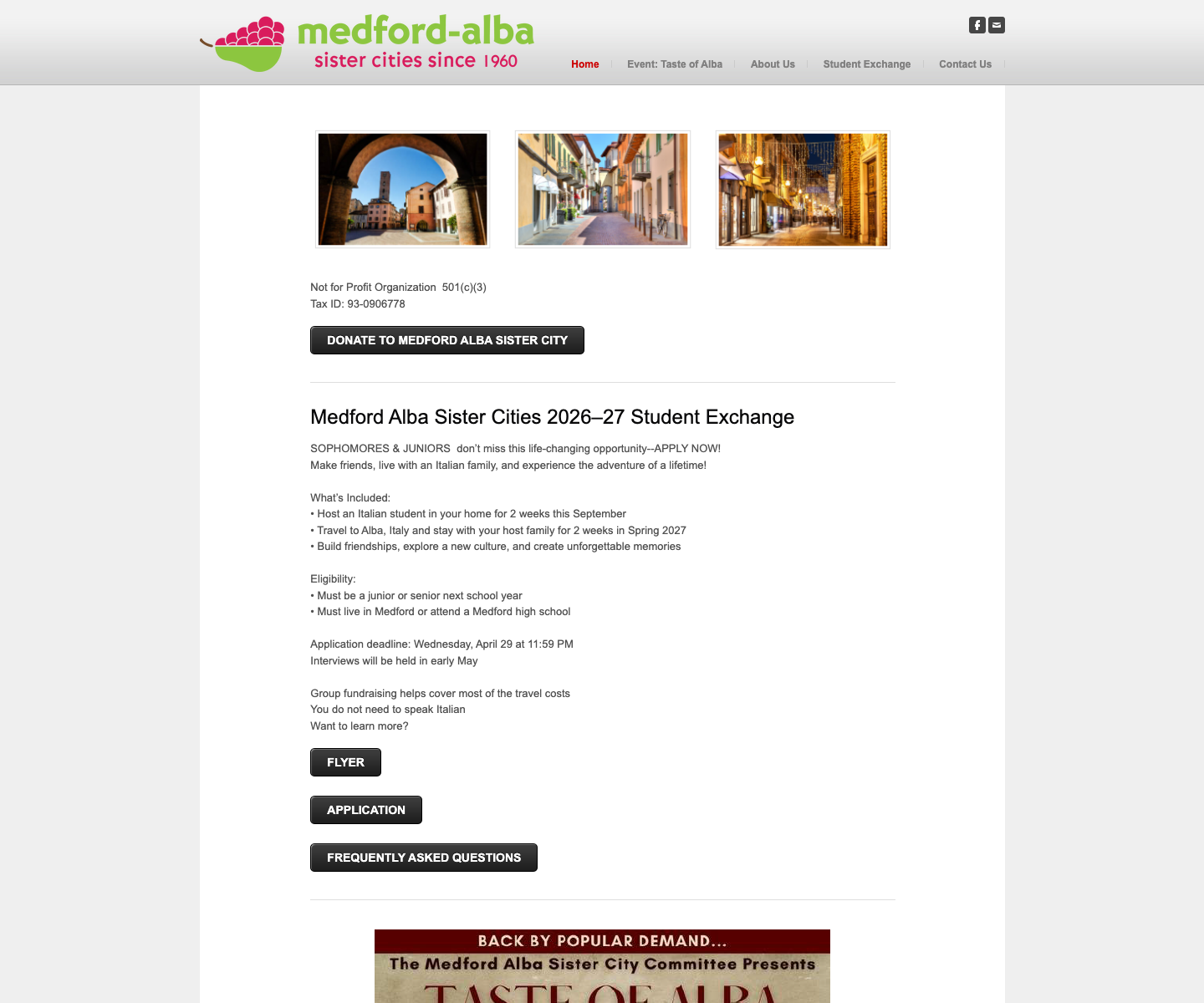 Legacy community nonprofit homepage before modernization
